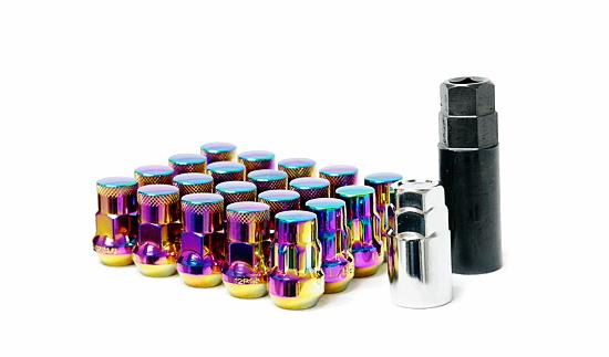 Muteki SR35 16+4 Closed Ended Neo Chrome Lug Nuts 35mm 12x1.25