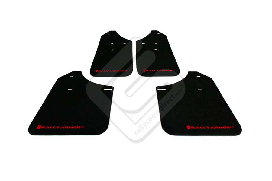 Rally Armor UR Mudflaps Black Urethane Red Logo Mitsubishi EVO X