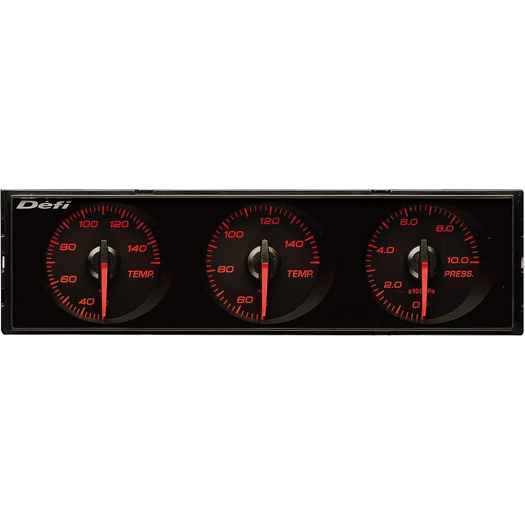 DEFI DIN-Gauge 3 Meter Combination - Red Red