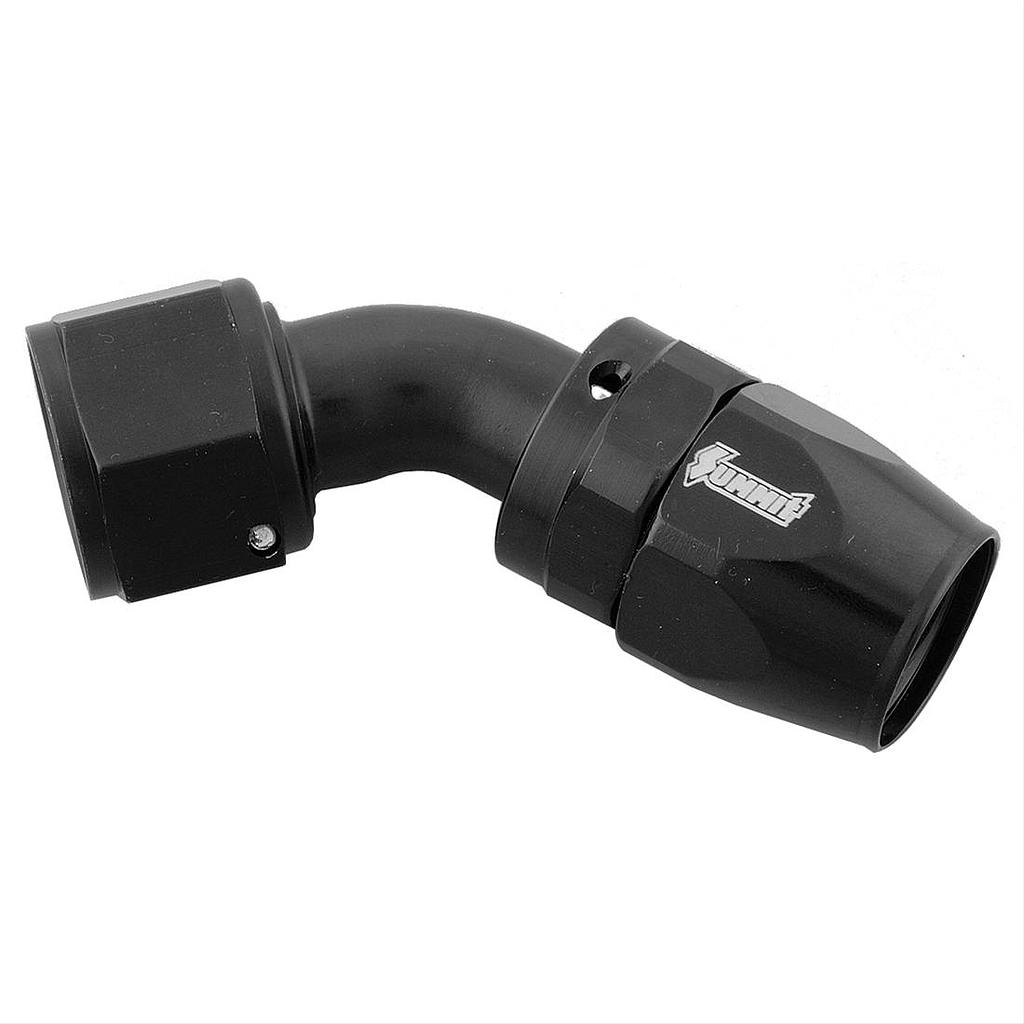 Summit Hose Fitting, Hose End, 45 Degree, -10 AN Hose to Female -10 AN, Aluminum, Black Anodized